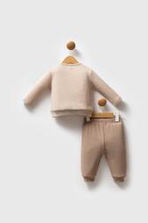 U.S. Polo Assn. Bej Erkek Bebek %100 Pamuklu Waffle Kumaş Alt Üst Takım - 4