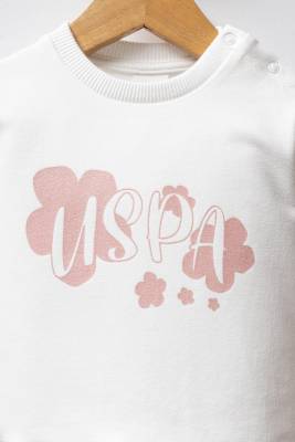 U.S. Polo Assn. - U.S. Polo Assn. Beyaz Pudra Kız Bebek 2 iplik alt üst takım (1)