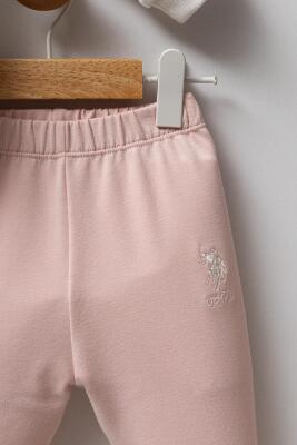 U.S. Polo Assn. Beyaz Pudra Kız Bebek 2 iplik alt üst takım - 3