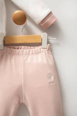 U.S. Polo Assn. Beyaz Somon Kız Bebek 3 İplik Kalın Kışlık Alt Üst Takım - 3