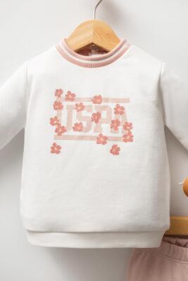 U.S. Polo Assn. Beyaz Somon Kız Bebek 3 İplik Kalın Kışlık Alt Üst Takım - 2