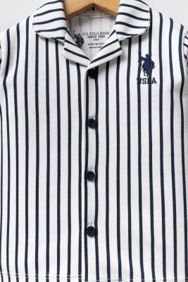 U.S. Polo Assn. - U.S. Polo Assn. Çizgili Erkek Bebek Alt Üst Takım, %100 Pamuklu (1)