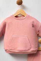 U.S. Polo Assn. Düz Renk Kız Bebek 3 iplik alt üst takım - Thumbnail