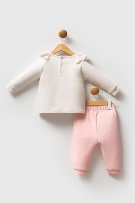 U.S. Polo Assn. Ekru Pembe Kız Bebek 2 iplik alt üst takım - 4