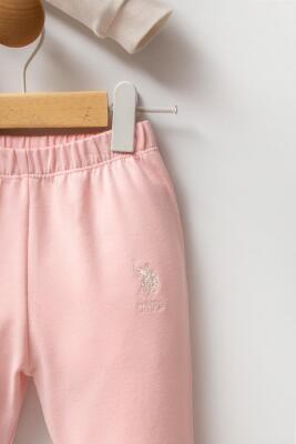 U.S. Polo Assn. Ekru Pembe Kız Bebek 2 iplik alt üst takım - 3