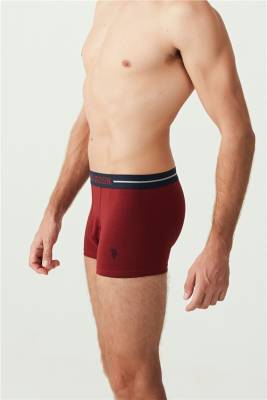 U.S. Polo Assn. Erkek 3'lü Paket Likralı Boxer, Lacivert Bordo Baskılı, %95 pamuk %5 elastan - 5