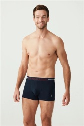 U.S. Polo Assn. Erkek 3'lü Paket Likralı Boxer, Lacivert Bordo Baskılı, %95 pamuk %5 elastan (1)