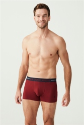 U.S. Polo Assn. Erkek 3'lü Paket Likralı Boxer, Lacivert Bordo Baskılı, %95 pamuk %5 elastan - 4