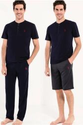 U.S. Polo Assn. Erkek 3lü Pijama Takımı, %100 Pamuk Pijama Takımı ve şort - 2
