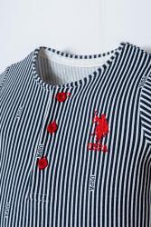 U.S. Polo Assn. Erkek Bebek %100 Pamuk Çizgili Golf Tulum | Yazlık Bebek Tulum  (1)