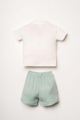 U.S. Polo Assn. Erkek Bebek %100 Pamuk Ribana T-Shirt Müslin Şort Takım Yazlık 2’li Set  - 8
