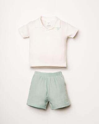 U.S. Polo Assn. Erkek Bebek %100 Pamuk Ribana T-Shirt Müslin Şort Takım Yazlık 2’li Set  - 5