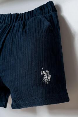 U.S. Polo Assn. Erkek Bebek %100 Pamuk Ribana T-Shirt Müslin Şort Takım Yazlık 2’li Set - 2