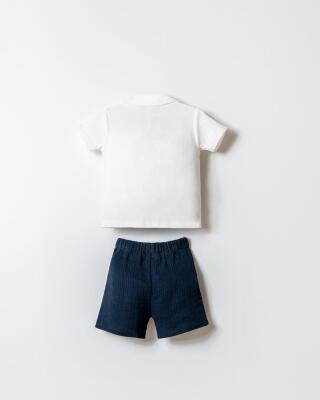 U.S. Polo Assn. Erkek Bebek %100 Pamuk Ribana T-Shirt Müslin Şort Takım Yazlık 2’li Set - 3