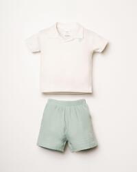 U.S. Polo Assn. Erkek Bebek %100 Pamuk Ribana T-Shirt Müslin Şort Takım Yazlık 2’li Set Beyaz Mint