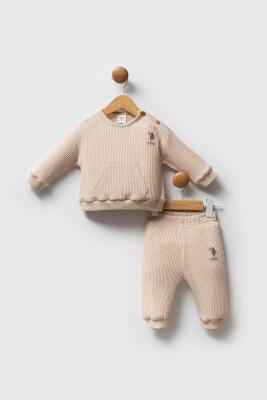 U.S. Polo Assn. Erkek Bebek %100 Pamuklu Waffle Kumaş Alt Üst Takım - 1