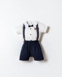 U.S. Polo Assn. Erkek Bebek 2’li Şık Takım – Poplin Gömlek & Askılı Dokuma Şort, Papyon Detaylı