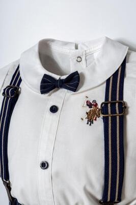 U.S. Polo Assn. Erkek Bebek 2’li Şık Takım – Poplin Gömlek & Askılı Dokuma Şort, Papyon Detaylı - 2
