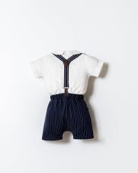 U.S. Polo Assn. Erkek Bebek 2’li Şık Takım – Poplin Gömlek & Askılı Dokuma Şort, Papyon Detaylı - 4