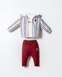 U.S. Polo Assn. Erkek Bebek 3’lü Takım Kapüşonlu Ceket Tişört Pantolon Pamuklu Bebek Takımı