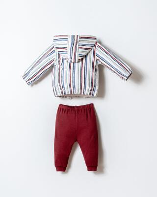 U.S. Polo Assn. Erkek Bebek 3’lü Takım Kapüşonlu Ceket Tişört Pantolon Pamuklu Bebek Takımı - 4