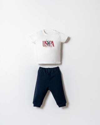 U.S. Polo Assn. Erkek Bebek 3’lü Takım Kapüşonlu Fermuarlı Sweatshirt T-Shirt Pantolon - 3