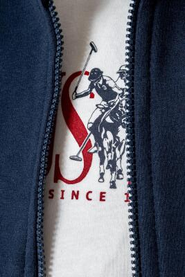 U.S. Polo Assn. Erkek Bebek 3’lü Takım Kapüşonlu Fermuarlı Sweatshirt T-Shirt Pantolon - 6