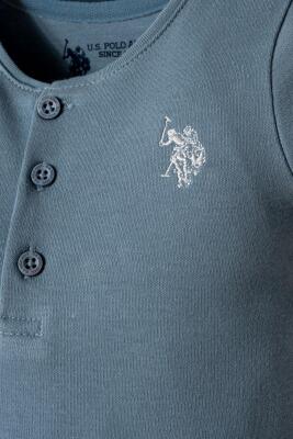 U.S. Polo Assn. Erkek Bebek Golf Tulum %100 Pamuk İnterlok Örme Yazlık Bebek Tulum Cep Detaylı - 2