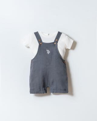 U.S. Polo Assn. Erkek Bebek Müslin Salopet Takım %100 Pamuk Yazlık 2’li Bebek Takım T-Shirt Salopet - 6