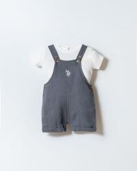 U.S. Polo Assn. Erkek Bebek Müslin Salopet Takım %100 Pamuk Yazlık 2’li Bebek Takım T-Shirt Salopet Koyu Gri