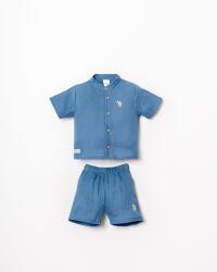 U.S. Polo Assn. Erkek Bebek Müslin Şort Gömlek Takım %100 Pamuk Yazlık - 11