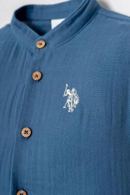 U.S. Polo Assn. Erkek Bebek Müslin Şort Gömlek Takım %100 Pamuk Yazlık - 12