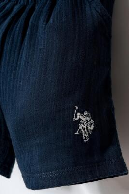 U.S. Polo Assn. Erkek Bebek Müslin Şort Gömlek Takım %100 Pamuk Yazlık - 4