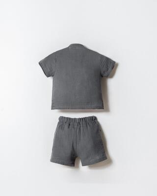 U.S. Polo Assn. Erkek Bebek Müslin Şort Gömlek Takım %100 Pamuk Yazlık - 8