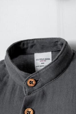 U.S. Polo Assn. Erkek Bebek Müslin Şort Gömlek Takım %100 Pamuk Yazlık - 10