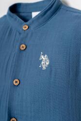 U.S. Polo Assn. Erkek Bebek Müslin Şort Gömlek Takım %100 Pamuk Yazlık - 12