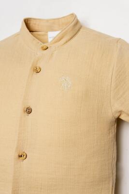 U.S. Polo Assn. Erkek Bebek Müslin Şort Gömlek Takım %100 Pamuk Yazlık - 17