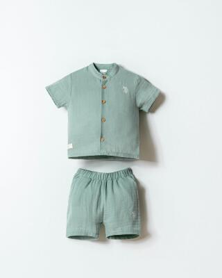U.S. Polo Assn. Erkek Bebek Müslin Şort Gömlek Takım %100 Pamuk Yazlık - 27