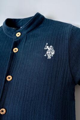 U.S. Polo Assn. Erkek Bebek Müslin Şort Gömlek Takım %100 Pamuk Yazlık - 1