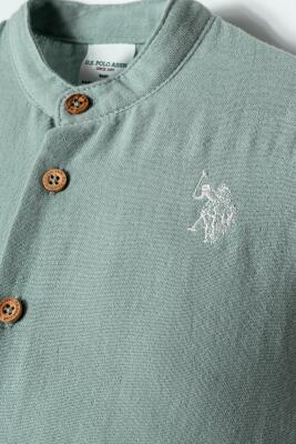 U.S. Polo Assn. Erkek Bebek Müslin Şort Gömlek Takım %100 Pamuk Yazlık - 28