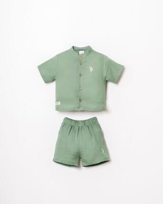 U.S. Polo Assn. Erkek Bebek Müslin Şort Gömlek Takım %100 Pamuk Yazlık - 22