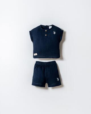 U.S. Polo Assn. Erkek Bebek Müslin Şort Gömlek Takım %100 Pamuk Yazlık Nefes Alan 2’li Kombin - 1