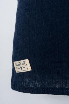 U.S. Polo Assn. Erkek Bebek Müslin Şort Gömlek Takım %100 Pamuk Yazlık Nefes Alan 2’li Kombin - 3