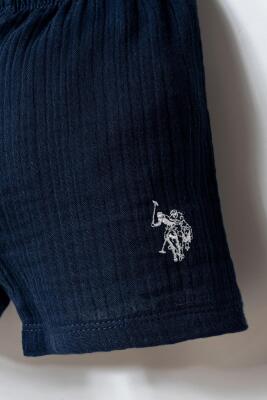 U.S. Polo Assn. Erkek Bebek Müslin Şort Gömlek Takım %100 Pamuk Yazlık Nefes Alan 2’li Kombin - 5