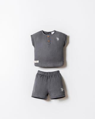 U.S. Polo Assn. Erkek Bebek Müslin Şort Gömlek Takım %100 Pamuk Yazlık Nefes Alan 2’li Kombin - 6