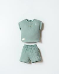 U.S. Polo Assn. Erkek Bebek Müslin Şort Gömlek Takım %100 Pamuk Yazlık Nefes Alan 2’li Kombin Mint