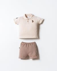U.S. Polo Assn. Erkek Bebek Polo Yaka Pike Şort T-Shirt Takım Bej