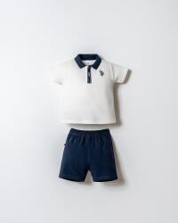 U.S. Polo Assn. Erkek Bebek Polo Yaka Pike T-Shirt Şort Takım %100 Pamuk Yazlık 2’li Set Beyaz