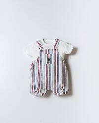 U.S. Polo Assn. Erkek Bebek Salopet Takım Çizgili Bahçıvan Tulum T-Shirt Set  - 2
