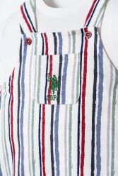 U.S. Polo Assn. Erkek Bebek Salopet Takım Çizgili Bahçıvan Tulum T-Shirt Set - 4